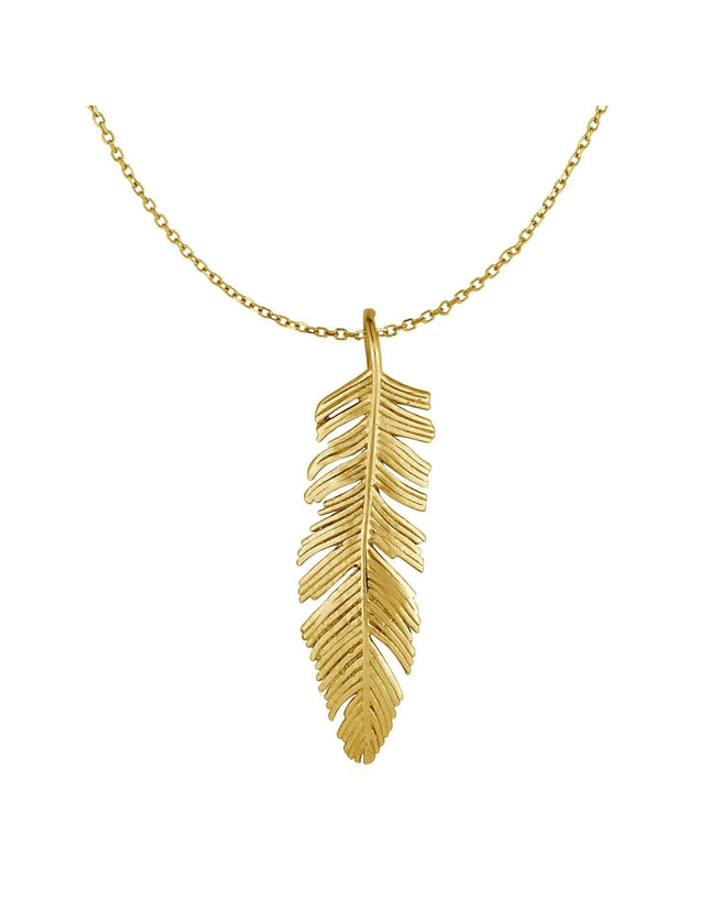 Feather Pendant in 10k Yellow Gold - Ellie Belle