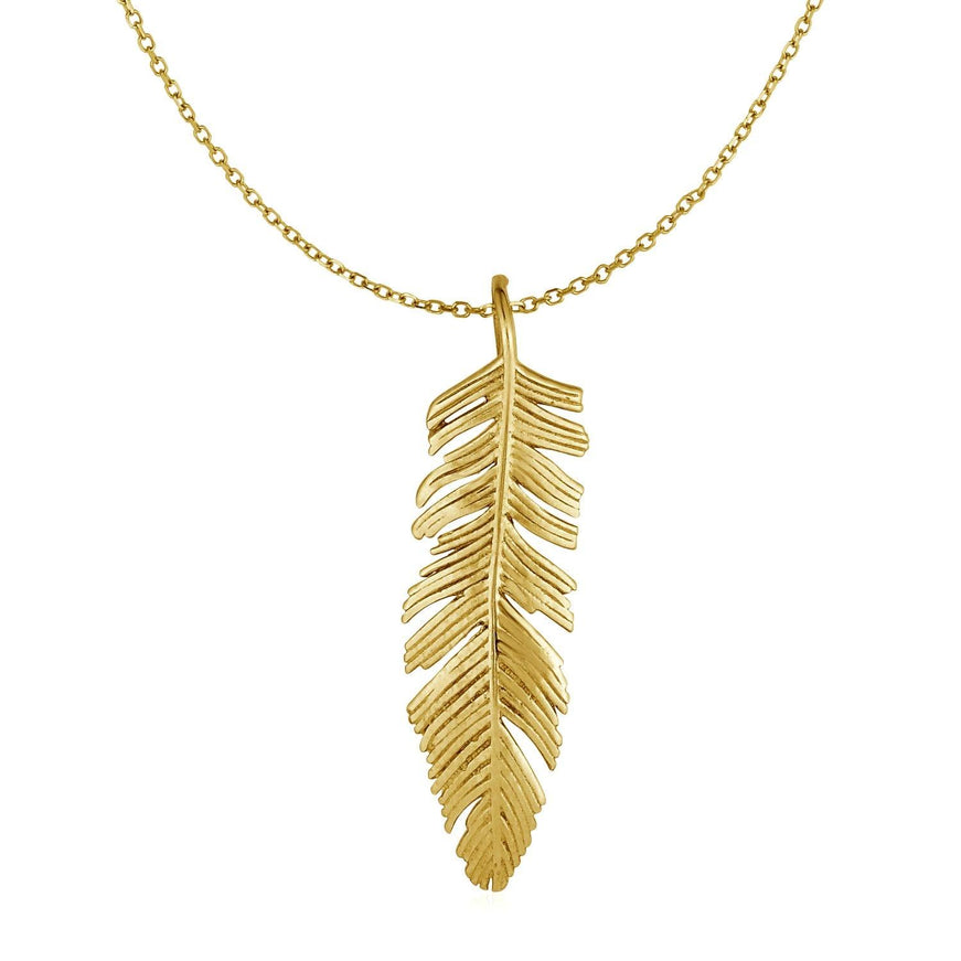 Feather Pendant in 10k Yellow Gold - Ellie Belle