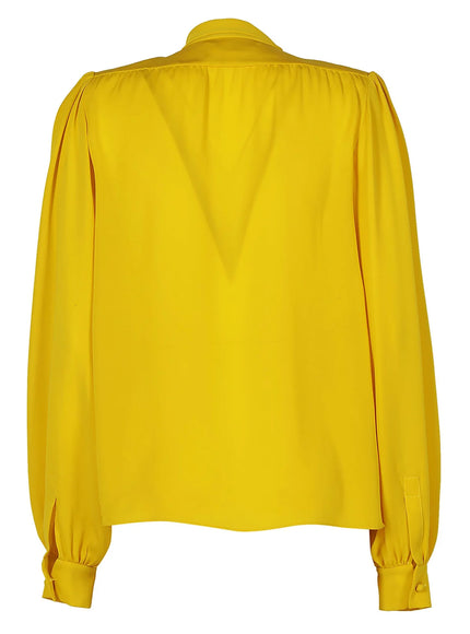 Maison Margiela Pussy-bow Blouse In Yellow