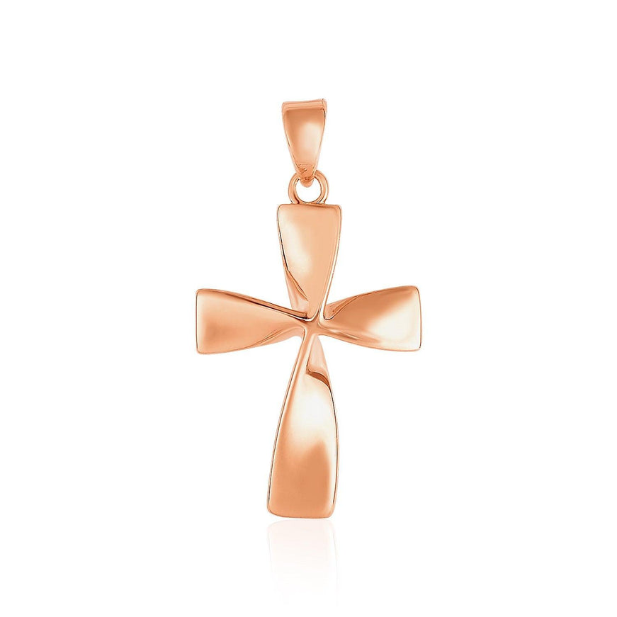 Flat Twisted Cross Pendant in 14k Rose Gold - Ellie Belle