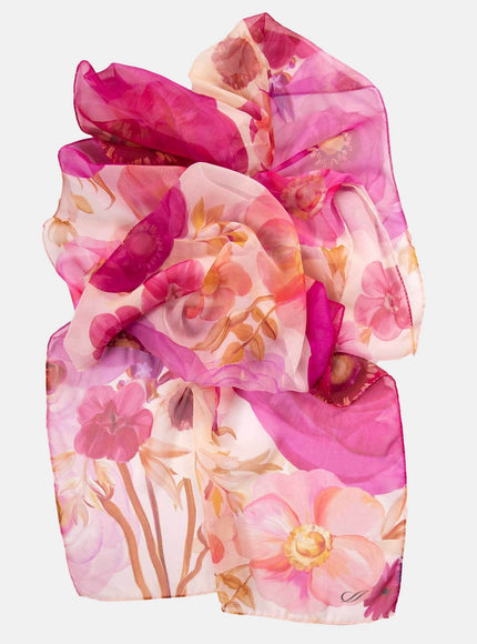 Elizabetta Campo de' Fiori Long Sheer Silk Scarf - Pink