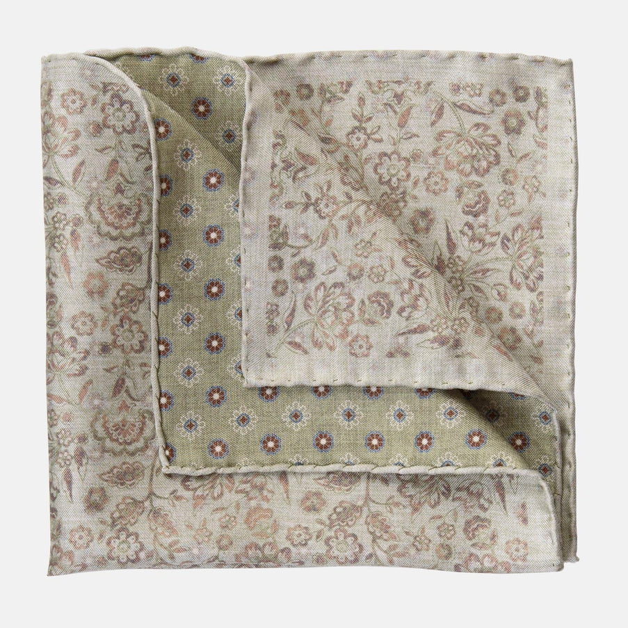 Elizabetta Pascal Silk Pocket Square Sage Green