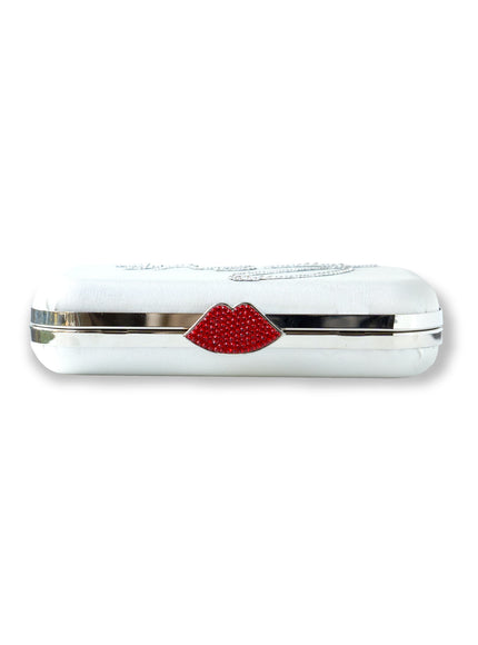 Frenchy Love Clutch with Red Crystal Lip Clasp