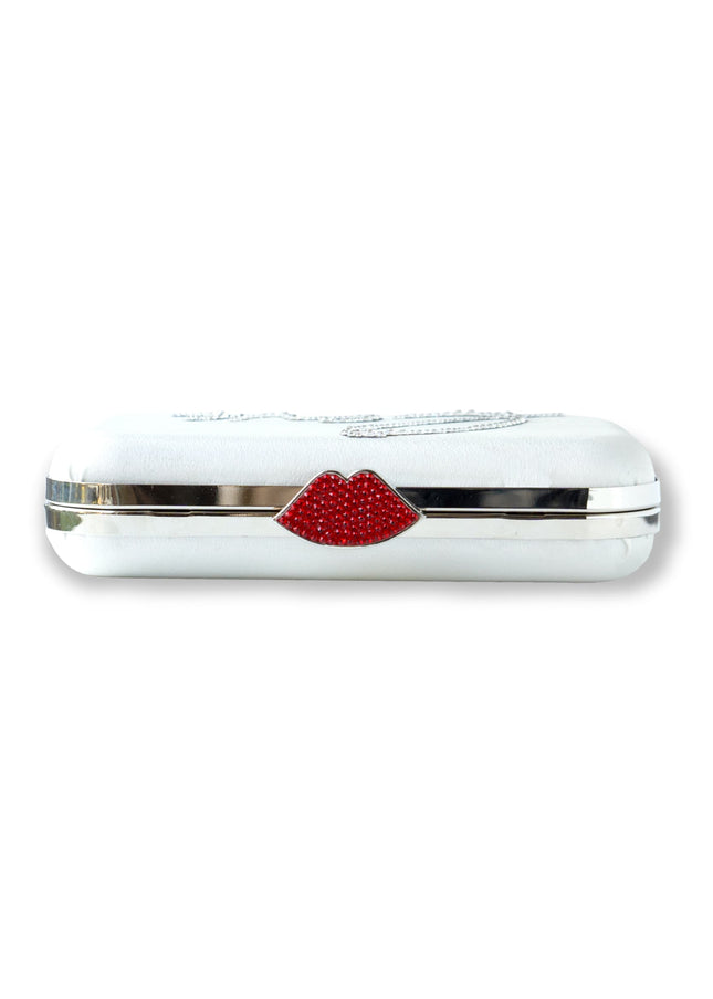 Frenchy Love Clutch with Red Crystal Lip Clasp