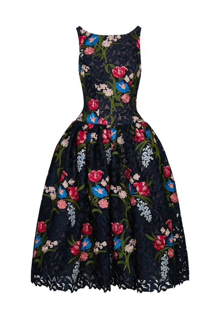 Anne Barge Gabriela Guipure Lace Tea-Length Gown