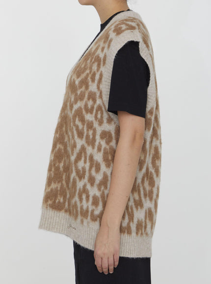 Ganni Leopard Jacquard Vest - Ellie Belle