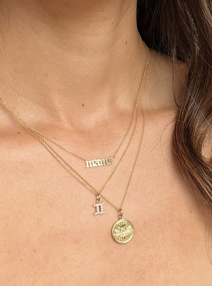 Zoe Lev 14K Gold Diamond Queen Bee Medallion Necklace