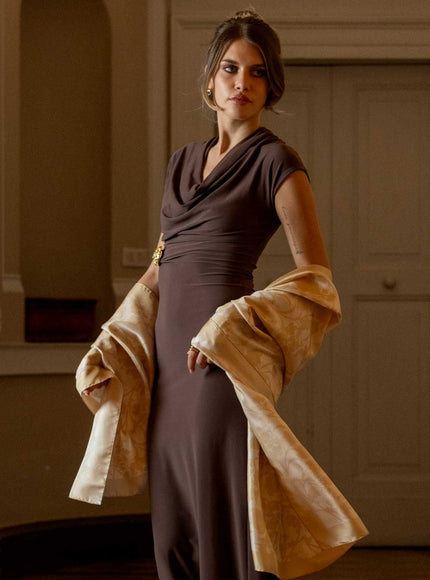 Elizabetta Regina Silk Scarf Shawl - Gold