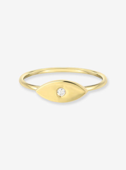 Zoe Lev 14K Gold Diamond Evil Eye Ring
