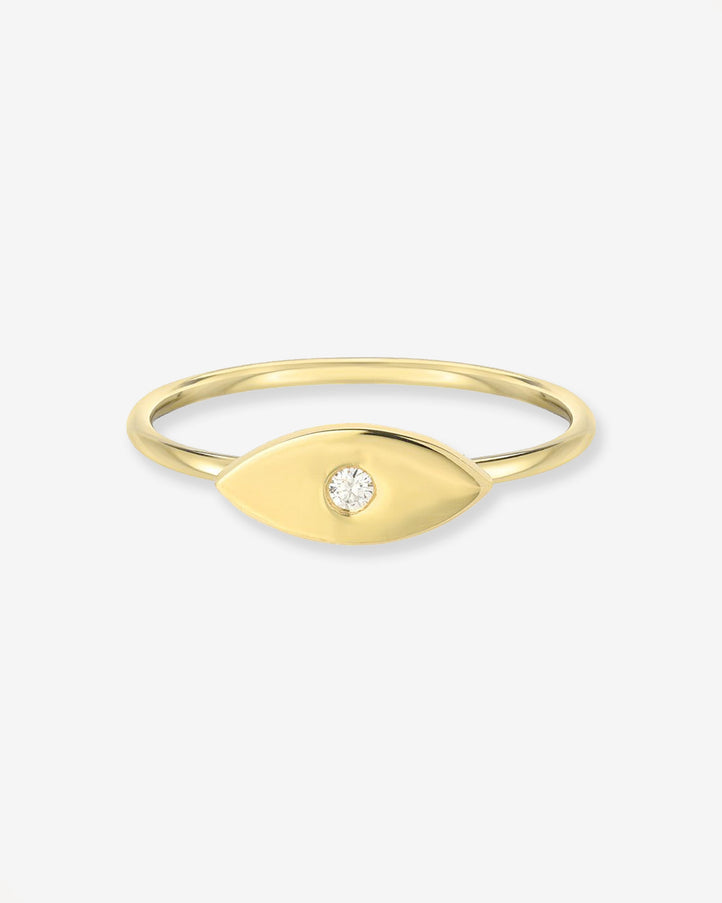 Zoe Lev 14K Gold Diamond Evil Eye Ring
