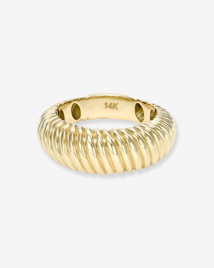 Zoe Lev 14K Gold Ribbed Dome Ring