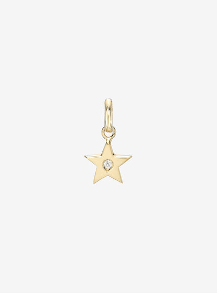 Zoe Lev 14K Gold Star with Tiny Diamond Pendant
