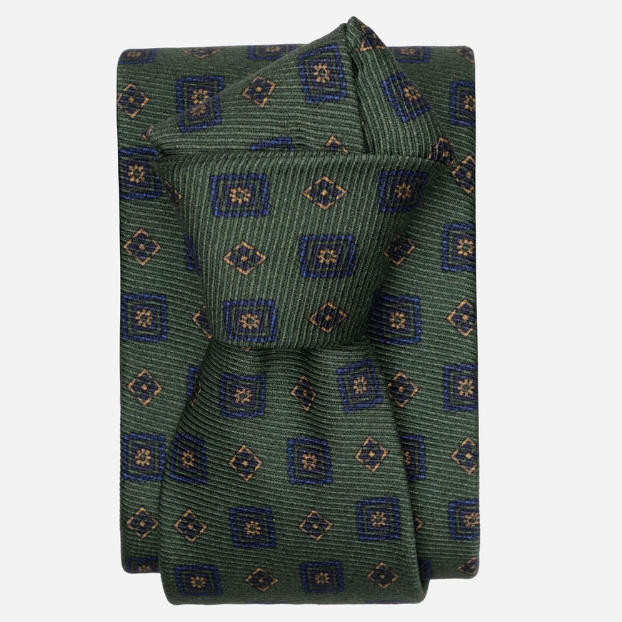 Elizabetta Bertone Printed Madder Silk Tie Green