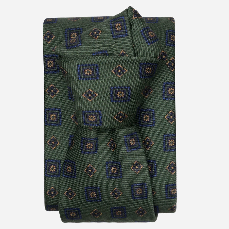 Elizabetta Bertone Printed Madder Silk Tie Green