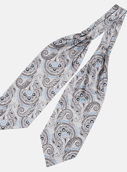 Elizabetta Bugatti Silk Ascot Cravat Tie - Grey