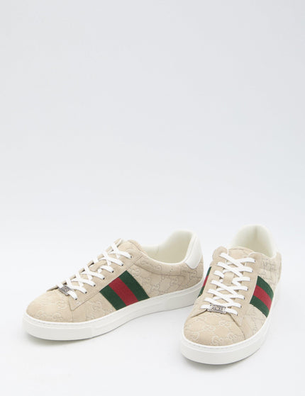 Gucci Ace Sneakers With Web in Beige - Ellie Belle