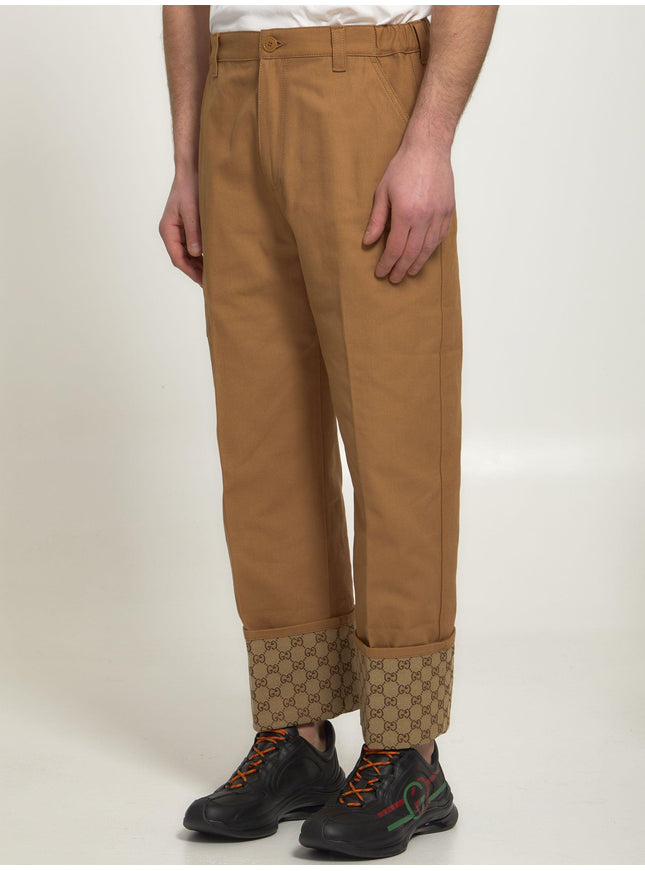 Gucci Beige Trousers With Gg Cuff - Ellie Belle