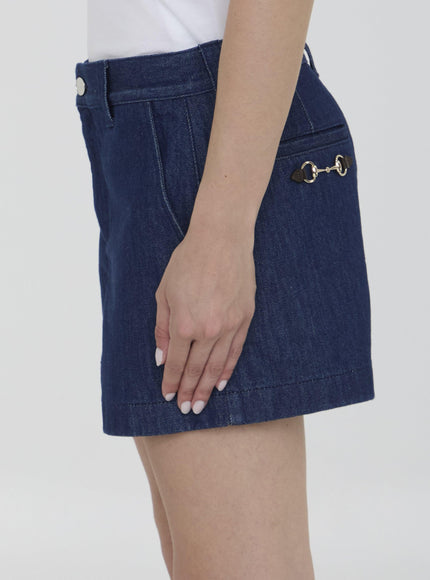 Gucci Denim Shorts With Horsebit - Ellie Belle