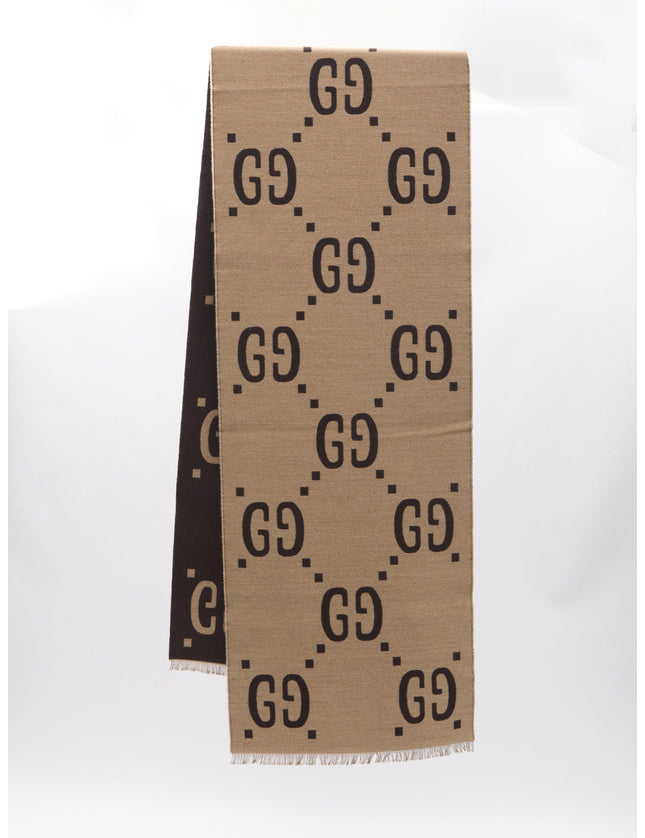 Gucci GG Jacquard Wool and Silk Scarf - Ellie Belle