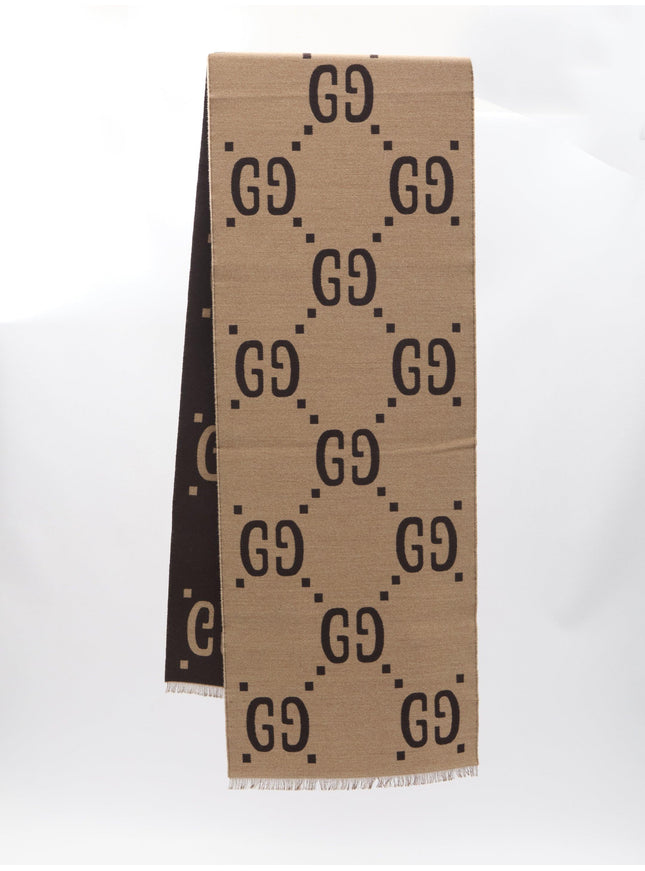 Gucci GG Jacquard Wool and Silk Scarf - Ellie Belle