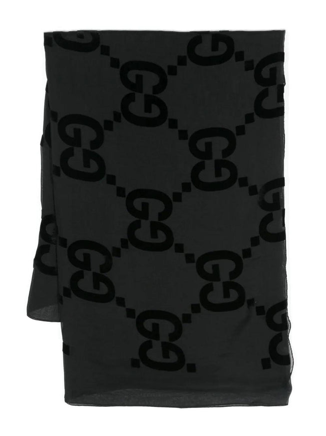 Gucci GG Silk Scarf in Black - Ellie Belle