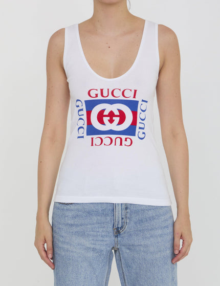 Gucci Rib Cotton Tank Top With Gucci Print - Ellie Belle
