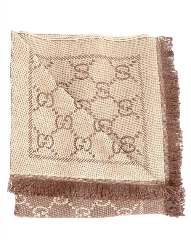 Gucci Scarf With GG Motif In Light Brown - Ellie Belle