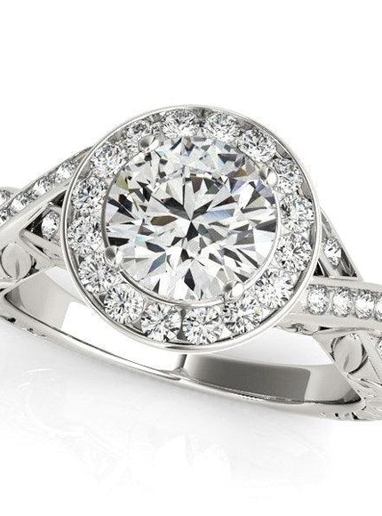 Halo Set Diamond Engagement Ring in 14k White Gold (1 5/8 cttw) - Ellie Belle