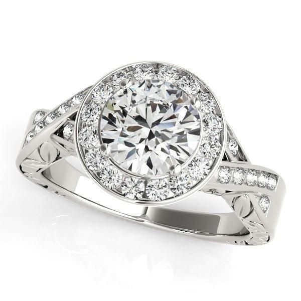 Halo Set Diamond Engagement Ring in 14k White Gold (1 5/8 cttw) - Ellie Belle