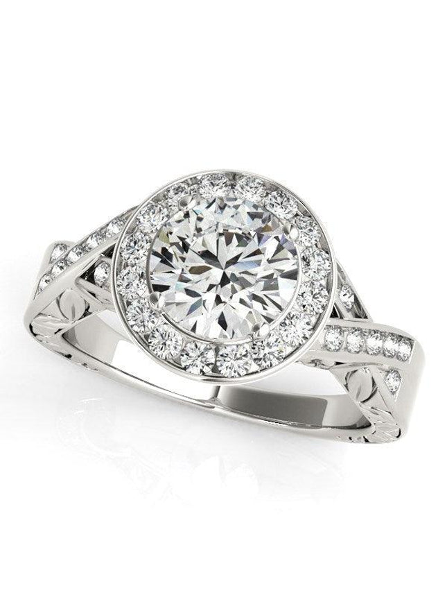Halo Set Diamond Engagement Ring in 14k White Gold (1 5/8 cttw) - Ellie Belle