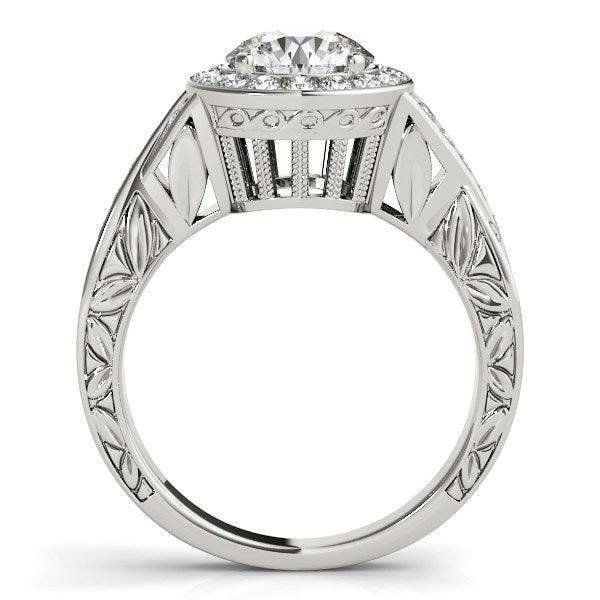 Halo Set Diamond Engagement Ring in 14k White Gold (1 5/8 cttw) - Ellie Belle