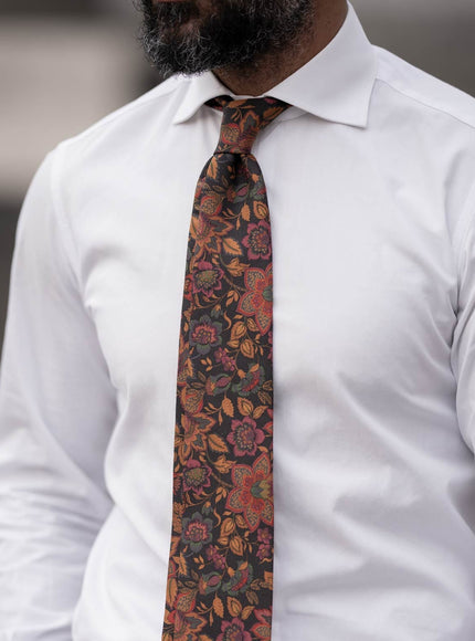 Elizabetta Calvino Printed Madder Silk Tie - Black