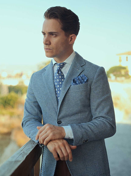 Elizabetta Antinori Printed Silk Tie - Blue