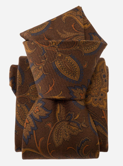 Elizabetta Borromeo Printed Madder Silk Tie - Pecan Brown
