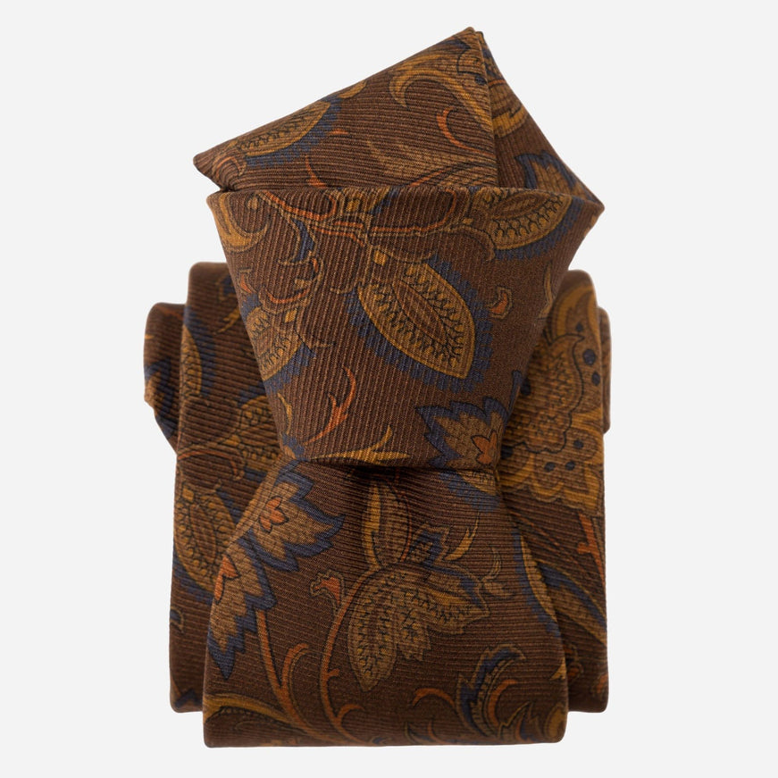 Elizabetta Borromeo Printed Madder Silk Tie - Pecan Brown