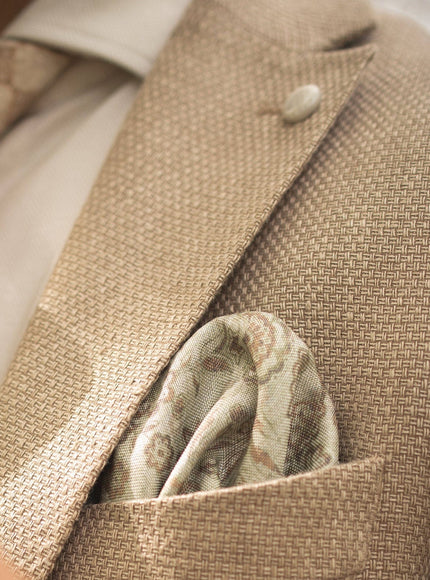 Elizabetta Pascal Silk Pocket Square Sage Green