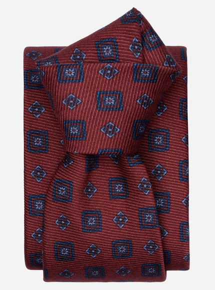 Elizabetta Bertone Printed Madder Silk Tie Dark Red