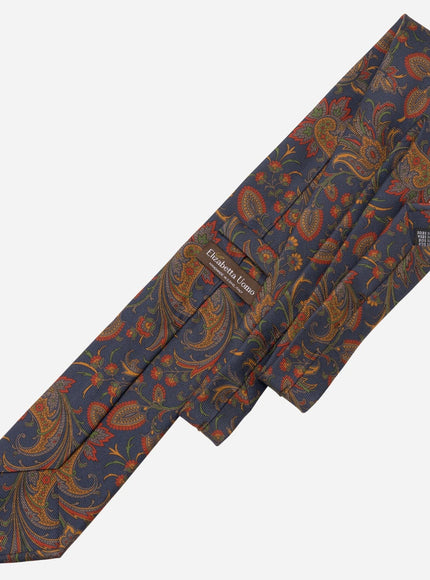 Elizabetta Borromeo Printed Madder Silk Tie - Navy