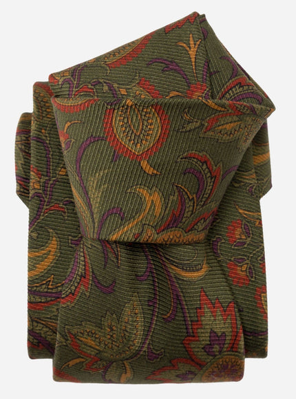 Elizabetta Borromeo Printed Madder Silk Tie - Olive