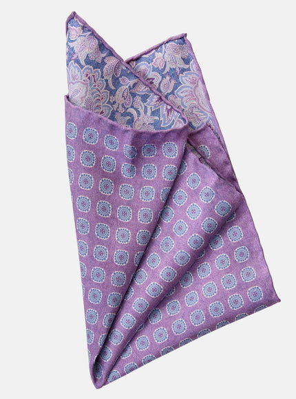 Elizabetta Assisi Double Sided Silk Pocket Square - Lavender