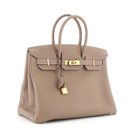 Hermes Birkin 35 Etoupe Togo Gold Hardware - Ellie Belle