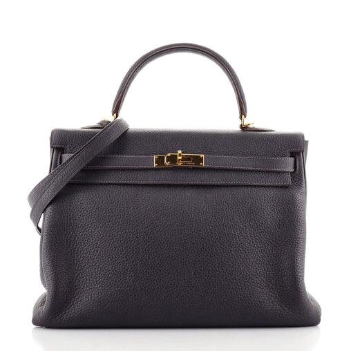 Hermes Kelly 35 Raisin Clemence Gold Hardware - Ellie Belle