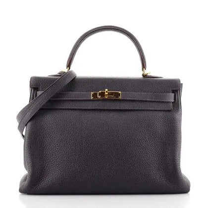 Hermes Kelly 35 Raisin Clemence Gold Hardware