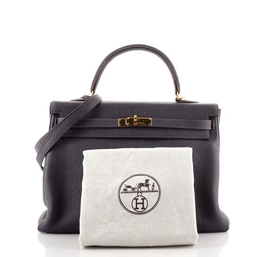 Hermes Kelly 35 Raisin Clemence Gold Hardware - Ellie Belle