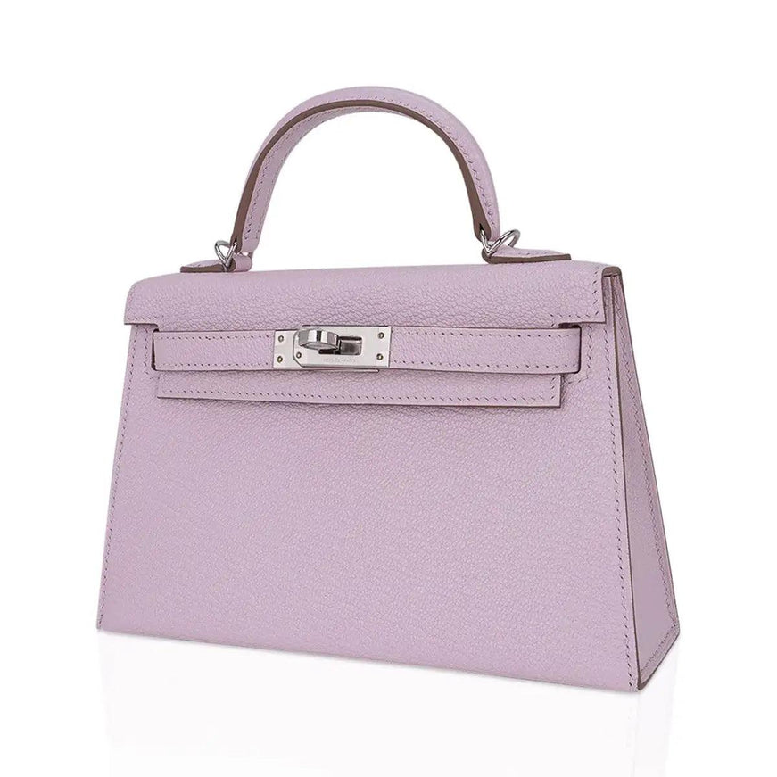 Hermes Kelly Sellier 20 Mauve Epsom Palladium Hardware - Ellie Belle