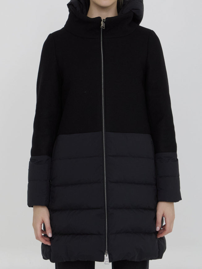 Herno Diagonal Wool Mixed Media Coat - Ellie Belle