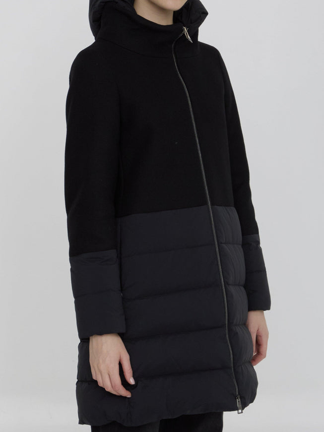 Herno Diagonal Wool Mixed Media Coat - Ellie Belle