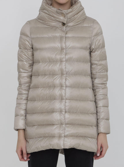 Herno Down Puffer Jacket In Beige Nylon - Ellie Belle