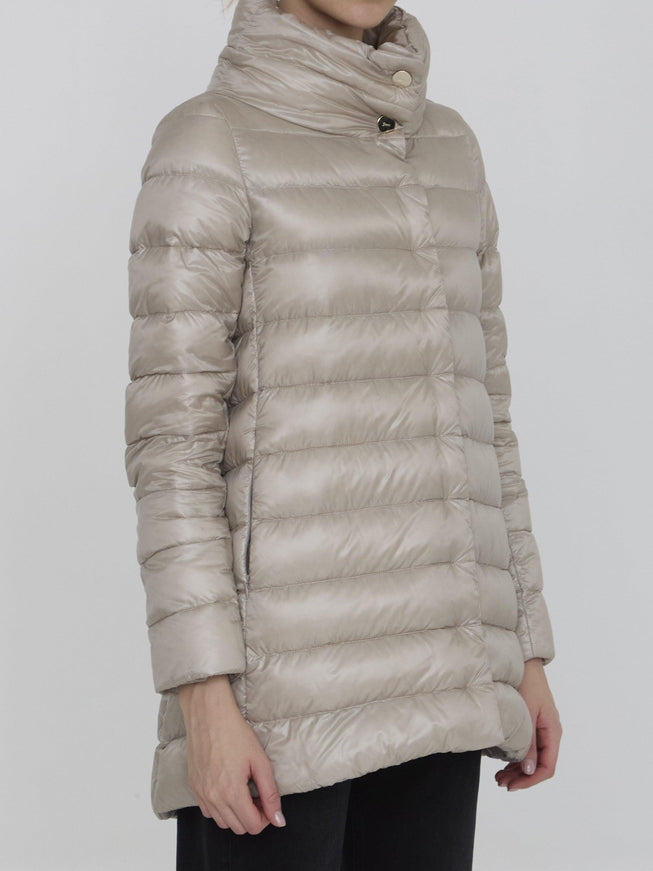 Herno Down Puffer Jacket In Beige Nylon - Ellie Belle