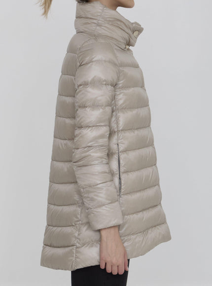 Herno Down Puffer Jacket In Beige Nylon - Ellie Belle